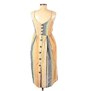 Button Down Striped Long Summer/Beach Dress Small